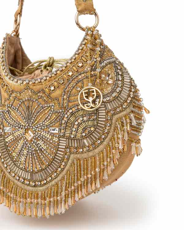 Bold in Gold : Potli (With Embroidered Handle) - Image 3