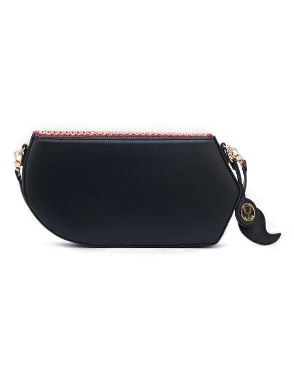 GEO Shoulder Bag Leather : Black (With Colourful Beads) - Image 5