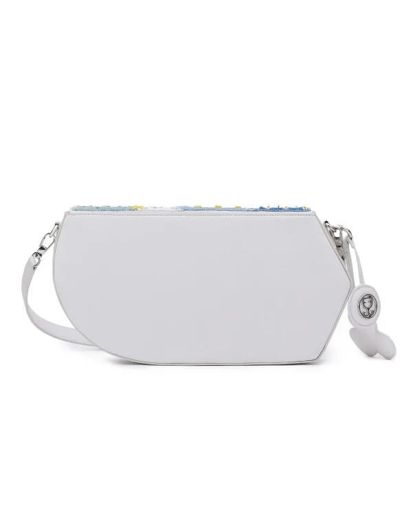 GEO Shoulder Bag Leather : Denim Patchwork (With Beads Embroidery) - Image 5