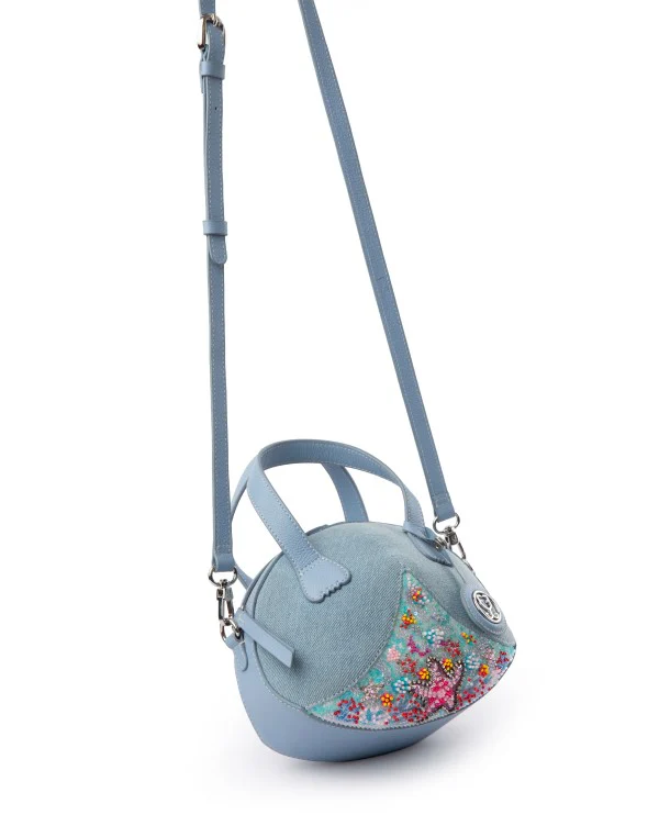 Oyster Crossbody In Denim And Leather Bag : With Embellished Sequins - Limited Edition - Image 4