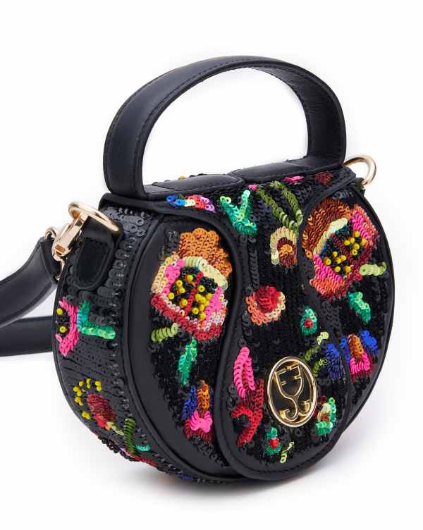 The Micro Bag Leather : Black (With Sequins Embroidery) - Image 3