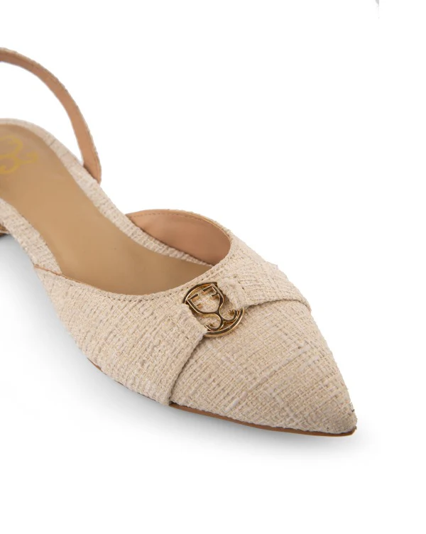 White Canvas : Slingback Heels - Image 3