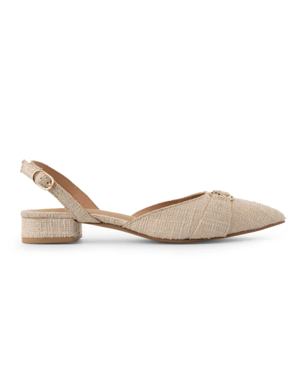 White Canvas : Slingback Heels - Image 4
